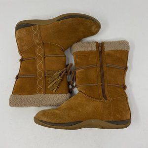 L.L.Bean Girls Lined Suede Boots w/faux fur Size 3